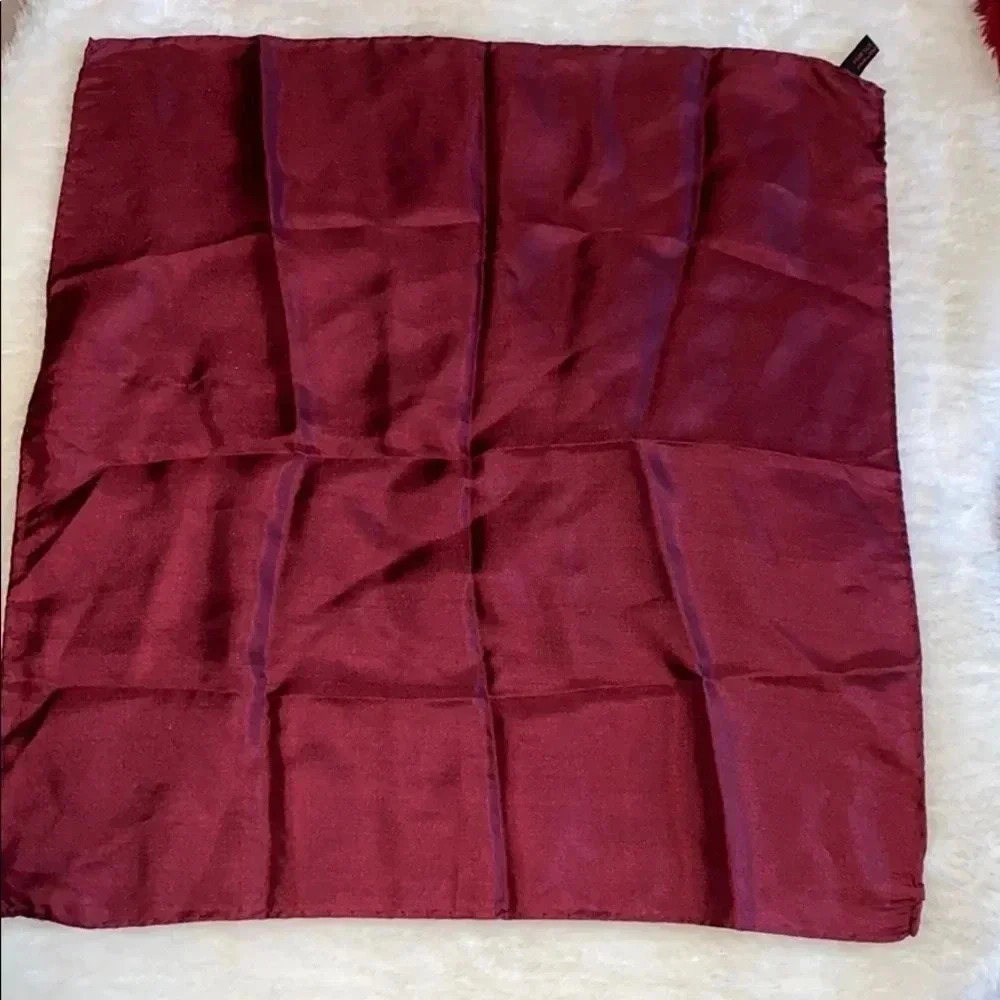 Made in Italy  burgundy Silk Men's Tuxedo Scarf - Picture 5 of 11